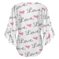 thumbnail image 6 of Pink Love Heart LOVE Women's V-Neck Blouse With 3/4 Ruffled Bell Sleeves Casual Top Ladies Blouses, 6 of 7