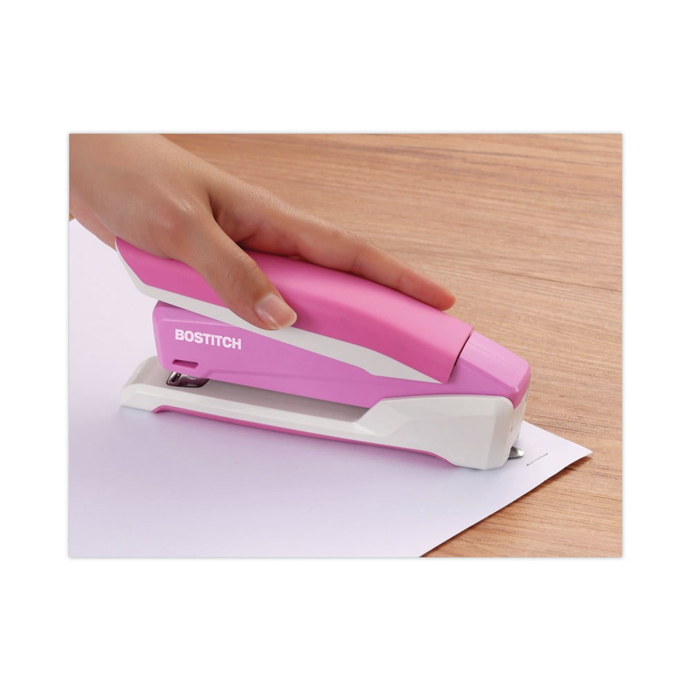 Bostitch InCourage™ Spring-Powered Antimicrobial* Desktop Stapler, 20-sheet capacity, pink/white