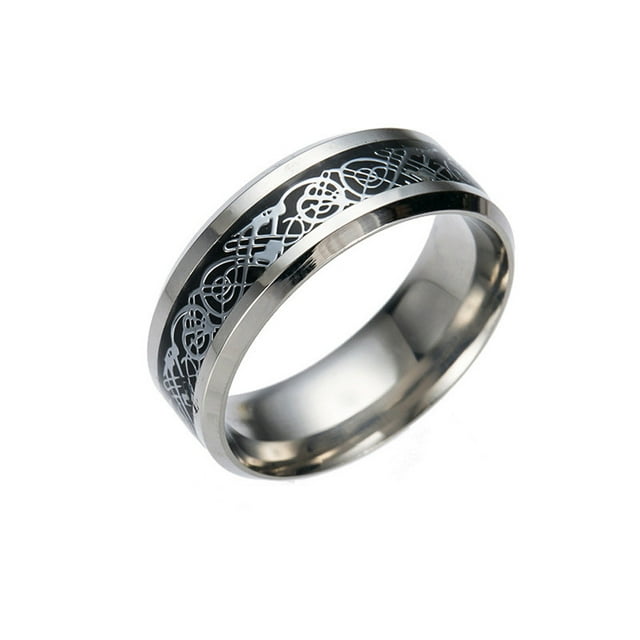 HOARBOEG Bague pour Femmes en Acier Titane avec Dragon Doré Argenté