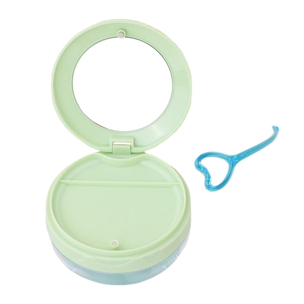 Caja de almacenamiento de aparatos de ortodoncia con espejo para adolescentes. Ideal para guardar y limpiar el retenedor. Verde