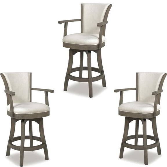 Home Square 3 Piece 27" Counter Height Bar Stool Set in Natural White