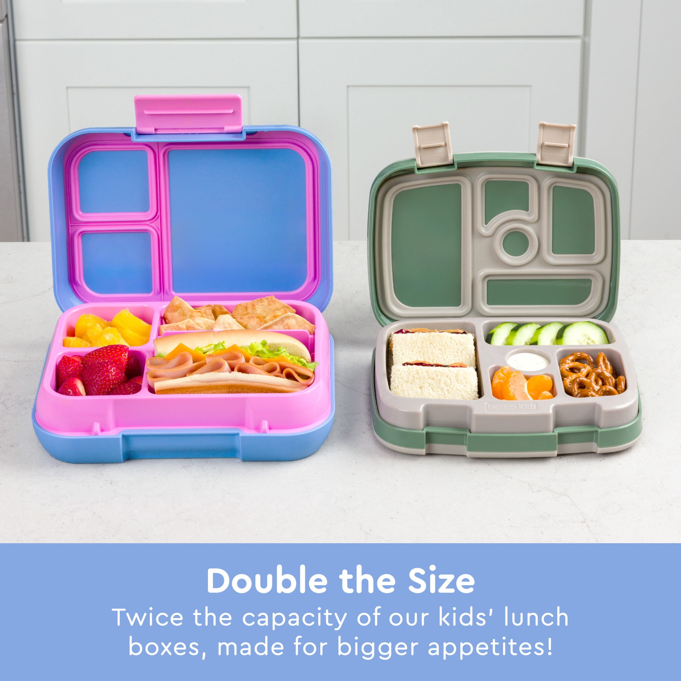 Bentgo® Pop - Leak-Proof Lunch Box & Removable Divider for Ages 8+ & Teens - Lunch Container Holds 5 Cups of Food; 3-4 Compartments; Microwave/Dishwasher Safe; 2 Year Warranty (Periwinkle/Pink)