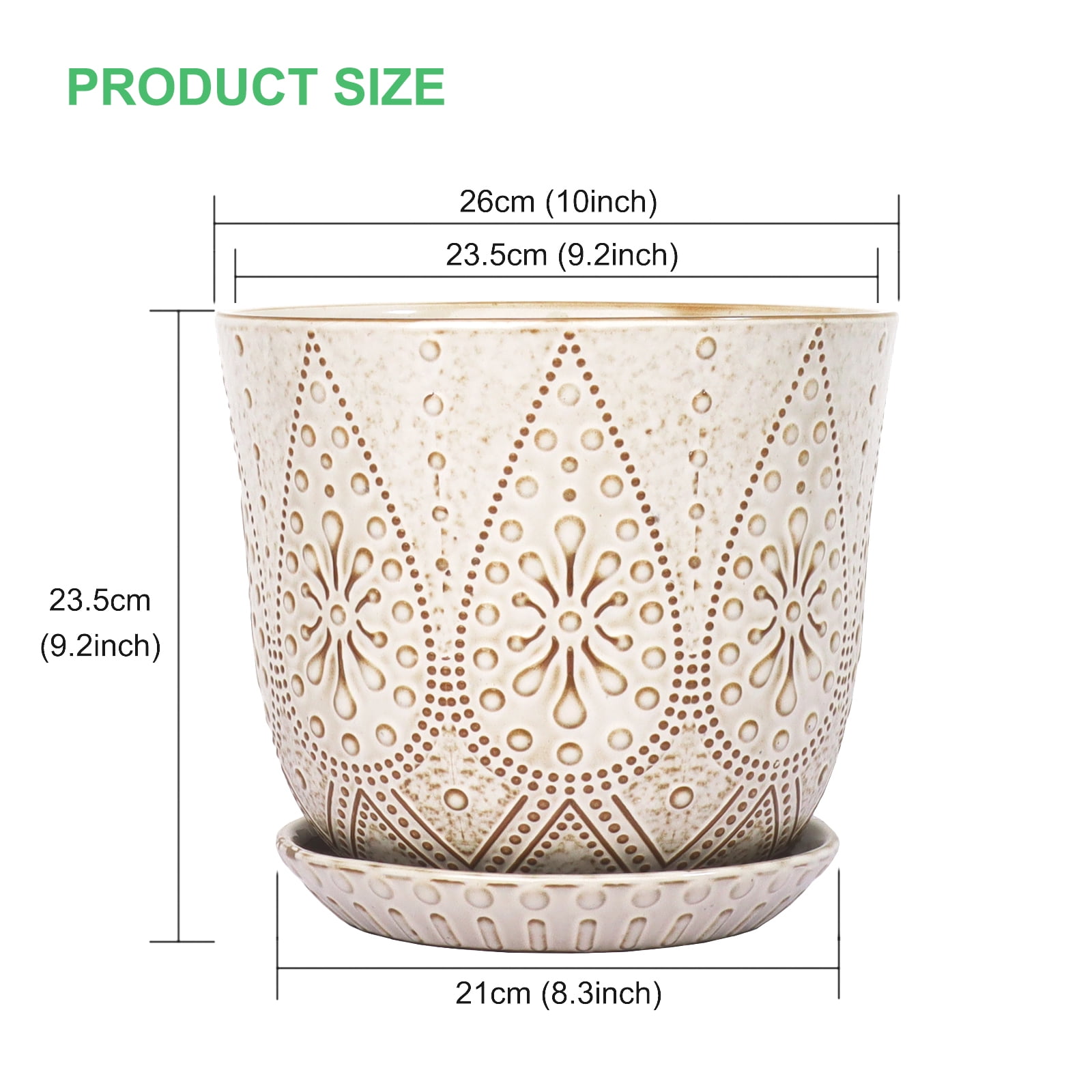BESTSELER 10 Inch Plant Pot, Ceramic Planter with Drainage Holes and Saucers for Indoor Plants, Large Outdoor Flower Pot Garden Pot