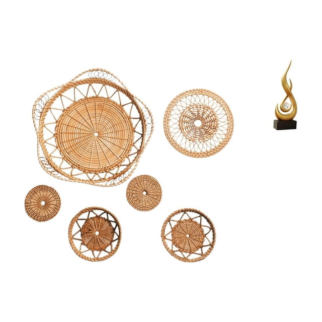 Adornos decorativos tejidos de ratán para manualidades de pared, escultura de fuego abstracta, estatua artística de resina, material adecuado para sal