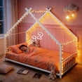 thumbnail image 3 of SESSLIFE Twin Size House Bed, Metal Floor Bed Frame with Roof and Guardrail, Montessori Floor Bed for Bedroom, House-shaped Design, No Box Spring Needed, Easy Assembly, White, 3 of 8