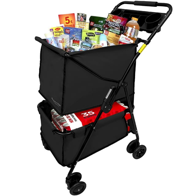 EasyGo Deluxe Cart Folding Grocery Shopping and Laundry Utility Cart