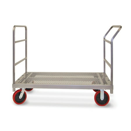- Raymond Products Heavy Duty Platform Truck with Swivel 8 in. Quiet Poly Casters 1 Push Handle and 1 End Handle