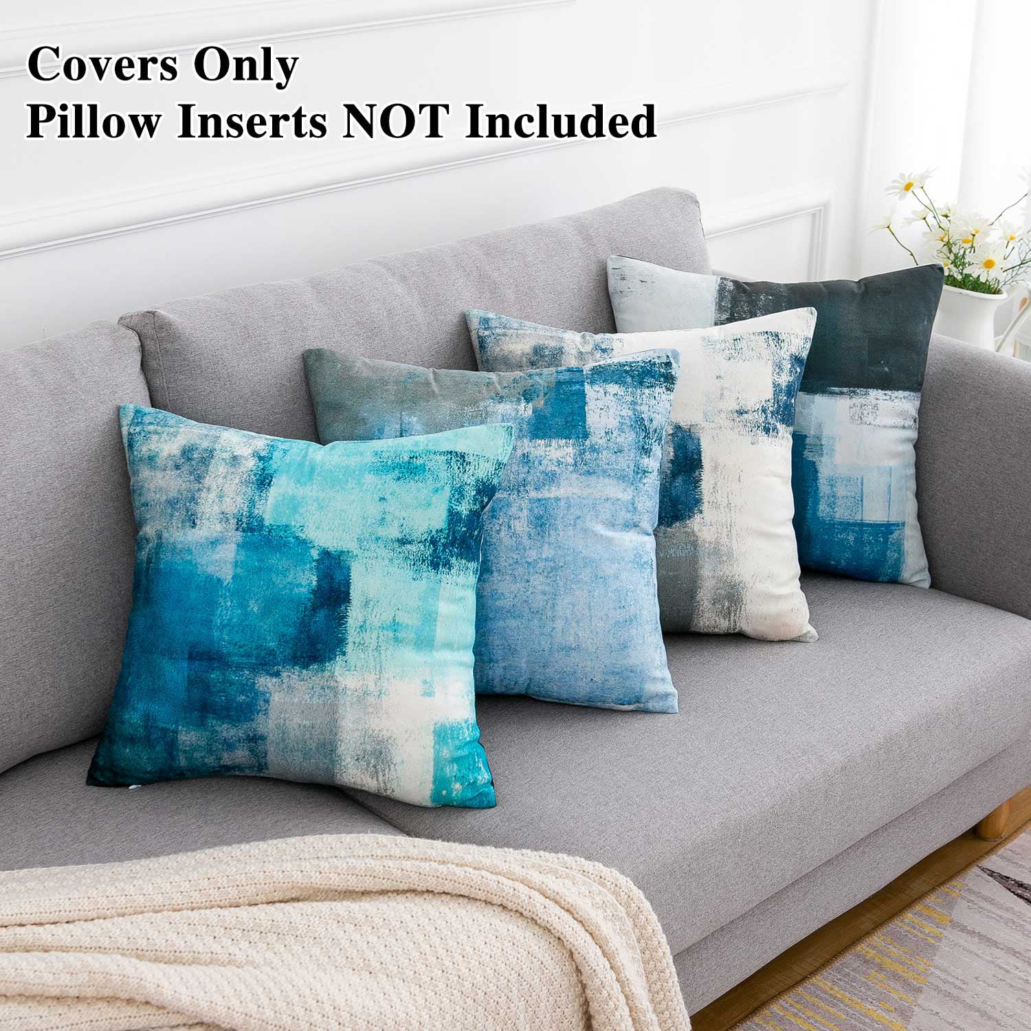 Home Brilliant Teal Pillow Covers 18x18 Soft Lined Linen Pillow Covers  Decorative Throw Pillows for Couch Set of 4, 18 x 18 Inch (45cm), Teal