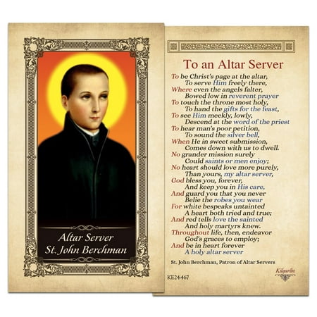 Altar Server St. John Berchman Laminated Holy Card - Pack of (Best Altar Server Vestments)