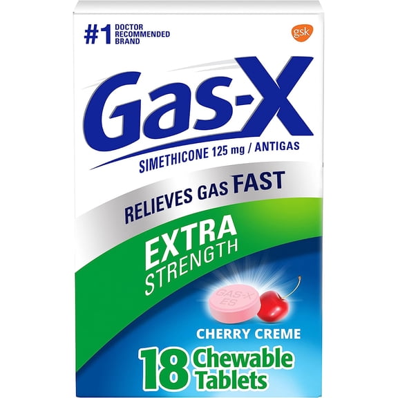 Gas-X Extra Strength Antigas Chewable Tablets, Cherry Creme - 18 Ea, 3 Pack