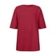 thumbnail image 4 of Blusa estampada de manga corta y cuello redondo para mujer: top holgado informal, tejido mixto, aberturas laterales, camiseta versátil para todas las estaciones, 4 of 5