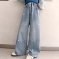 thumbnail image 6 of Girls Fashionable Embroidered Denim Jeans With Decorative Bow Detail Comfortable Straight And Wide Leg Trousers For Casual Wear, 6 of 9