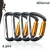 [4 Packs] 30KN Auto Locking Carabiners Aluminum Lightweight D-ring Outdoor Buckle for Climbing Belaying Rappelling Rescue IClover