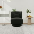 thumbnail image 2 of Swivel Accent Chair with Pillow, Armless Comfy Teddy Round Swivel Boucle Chair, Modern 360 Degree Swivel Single Sofa Chairs with Swivel Round Base for Living Room, Bedroom, Home Office(Black), 2 of 6