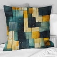 thumbnail image 2 of Designart "Fusion of Yellow and Teal Abstract Geometrics" Geometric Printed Throw Pillow, 2 of 5