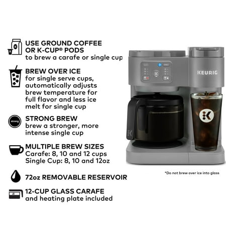Keurig K-Duo Essentials, Hot & Iced Single-Serve K-Cup Pod Coffee Maker & Carafe, Moonlight Grey