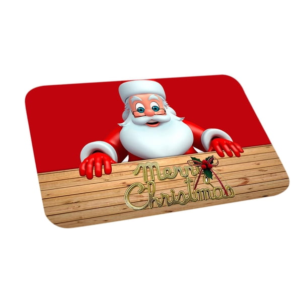 Alfombra de baño navideña, antideslizante, absorbente de agua Papá Noel con Letras S