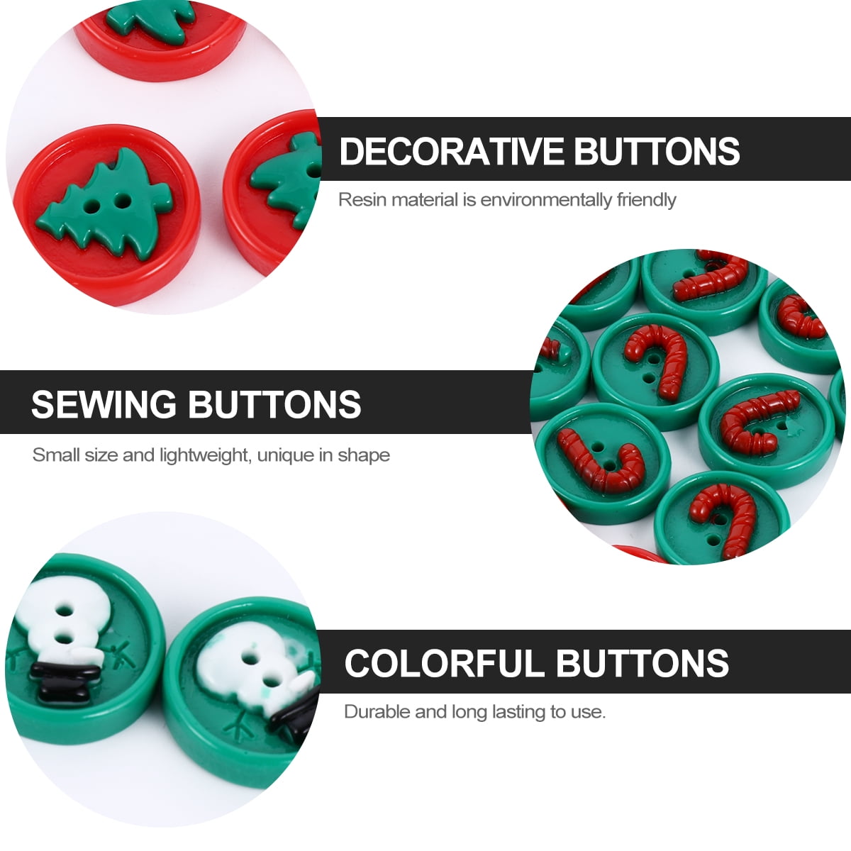 BERTDOMD 150-Piece Christmas Resin Decorative Buttons Flat Back for Sewing, Crafting, Scrapbooking, Projects and Holiday Decor