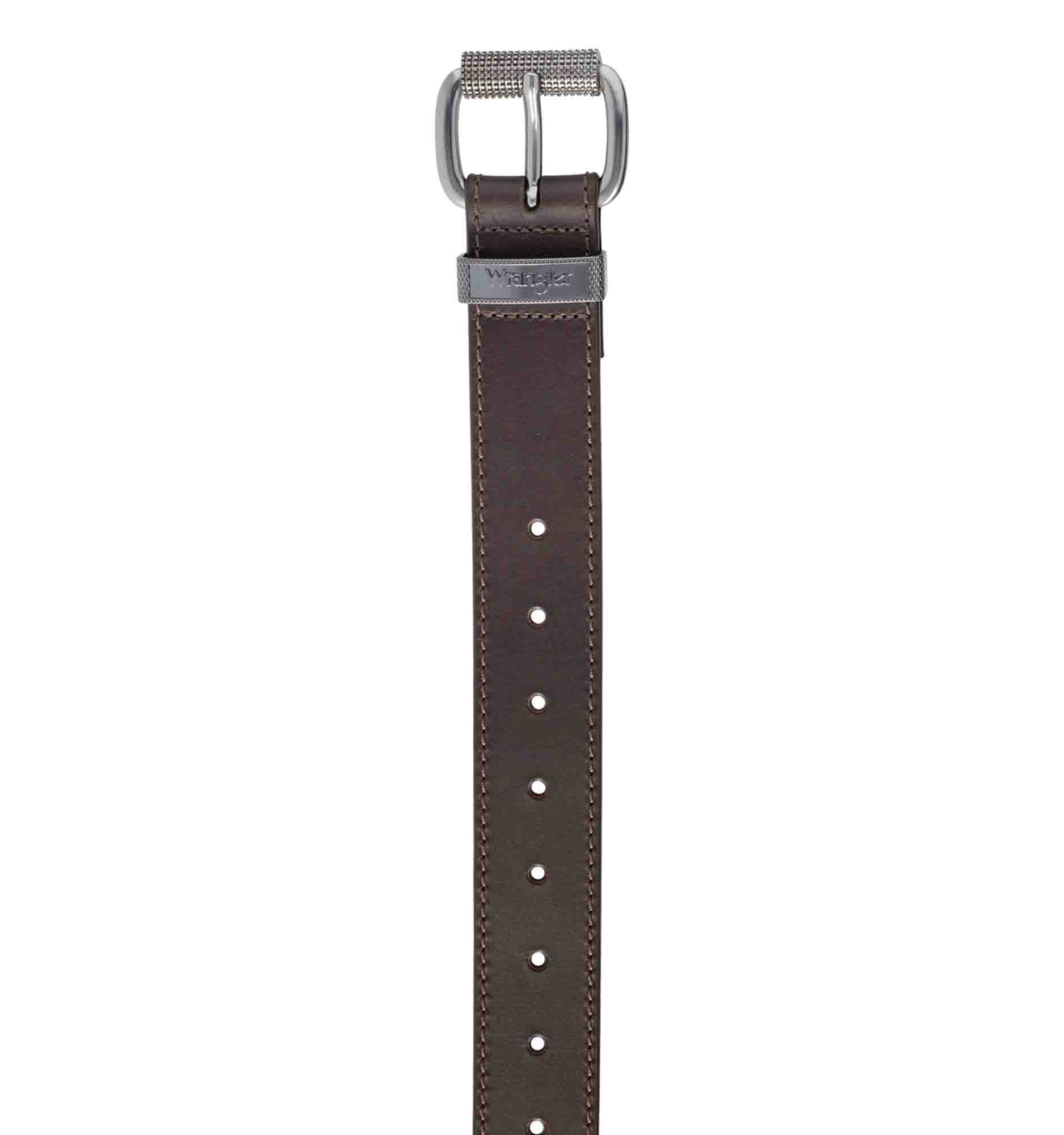 Men's Wrangler 38mm Leather Belt with Textured Roller Buckle