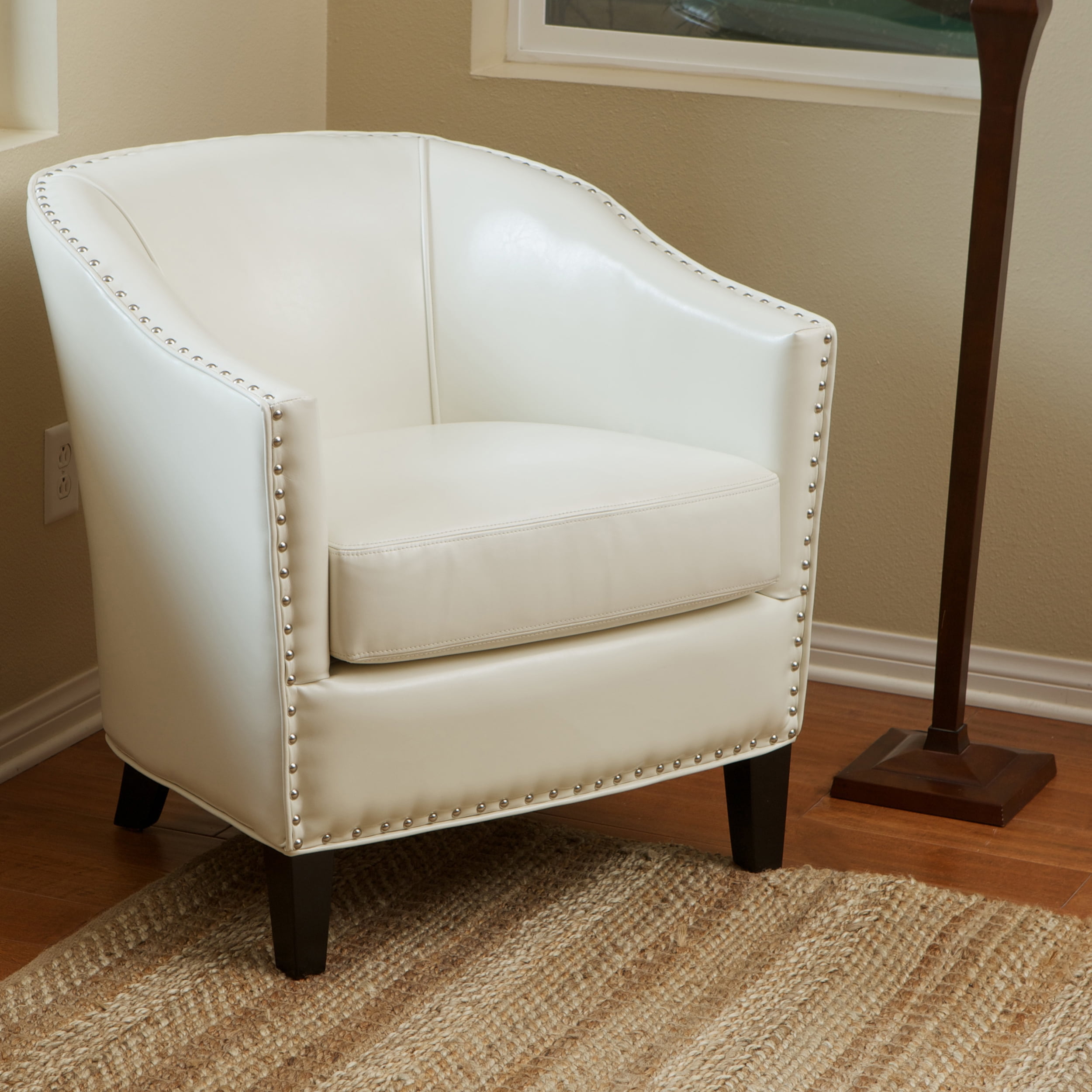 Avery Ivory Leather Club Accent Chair