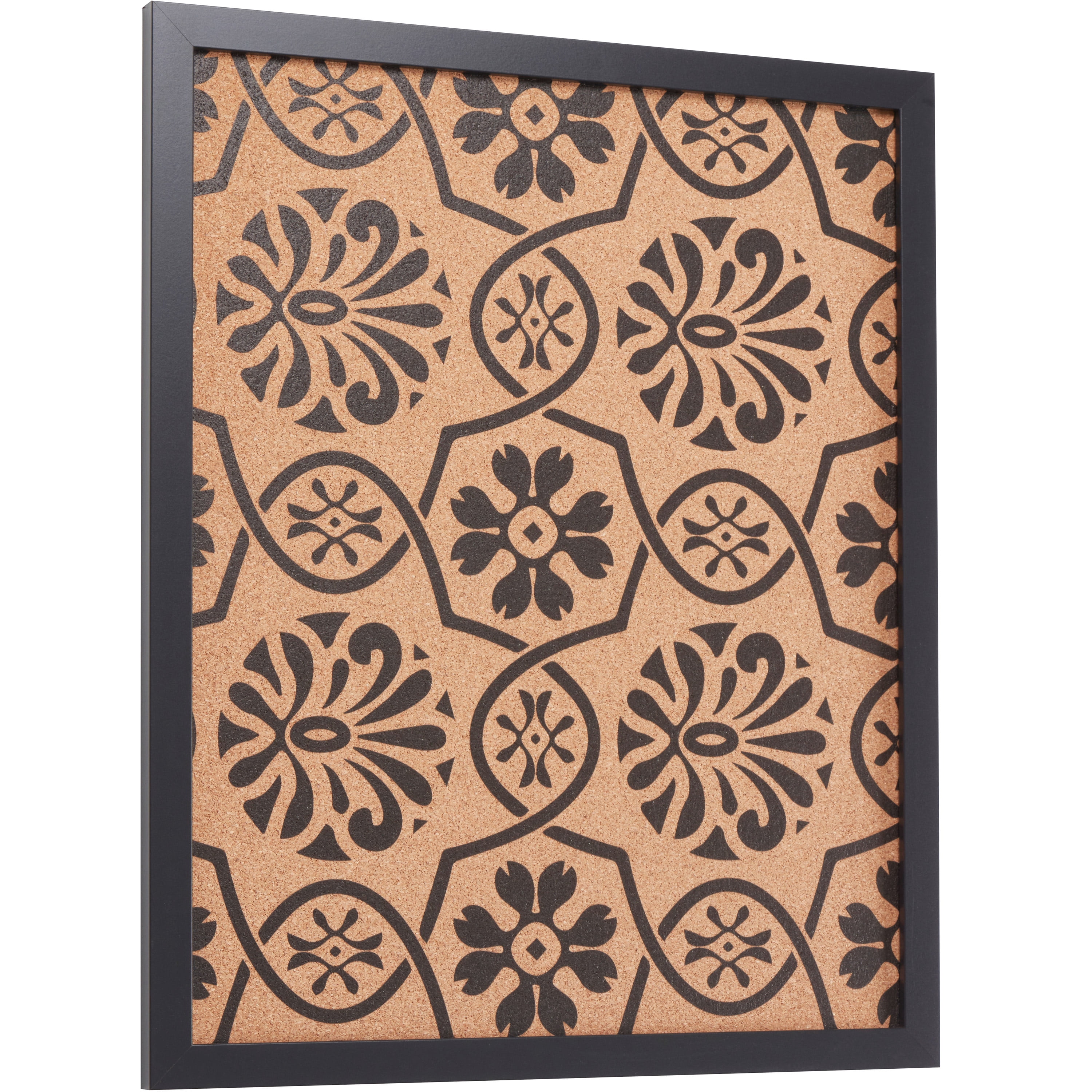 Craig Frames Decorative Cork Bulletin Board, 18.5x23 Inch, Black Frame with Floral Pattern, Set of 2