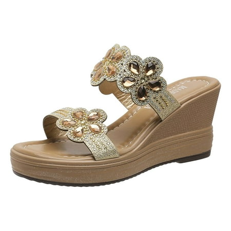 

PEASKJP Ladies Sandals Women s Voya Strappy Lightweight Comfortable Quick-Drying Casual Sport Sandal (Gold 8.5)
