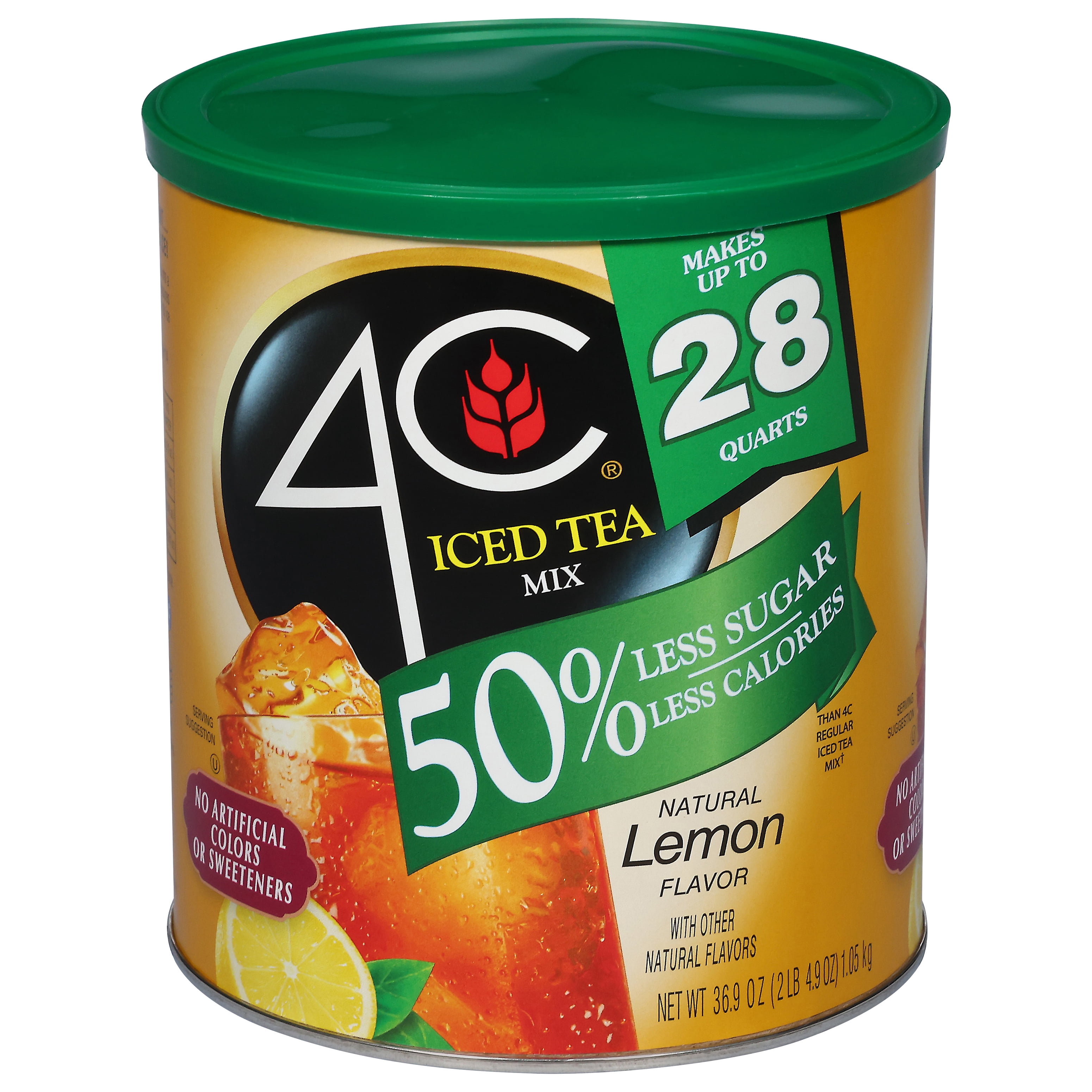 (3 pack) 4C 28qt Reduced Sugar Iced Tea, Lemon, 36.9oz