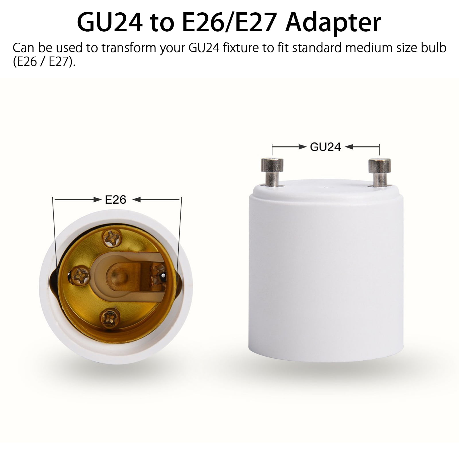 pack of 2 Converts your Pin Base Fixture to Standard Screw-in Bulb Socket GU24 Haobase 2 x GU24 to E26 E27 Adapter E26/E27