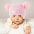 thumbnail image 5 of Kumdkd Baby Knitted Hat with Double Heart Embroidery - Soft Yarn Infant Beanie with Pom-Pom Ball, Warm Newborn Photo Prop, Gender-Neutral Winter Hat for Baby Shower, Christmas Gift, 0-24 Months, 5 of 5