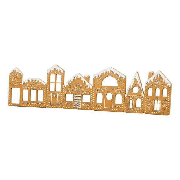 ICQOVD Gingerbread Village Light-Up Decoration Cardboard Houses with String Lights Christmas Tabletop Display Ornament