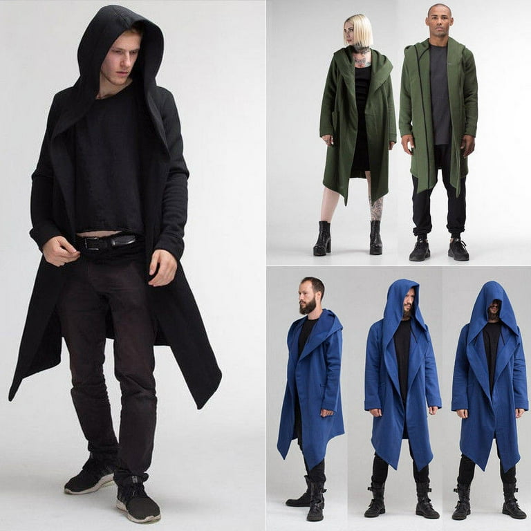 Men s Long Cloak Cape Coat Loose Hoodie Jackets PunK Trench Gothic Cosplay Walmart