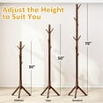 thumbnail image 4 of TickJOY Wood Coat Rack Stand – Adjustable Standing Coat Tree with 8 Hooks, Brown Coat Hanger Stand for Bedroom, Hallway, Entryway, or Office, 4 of 6