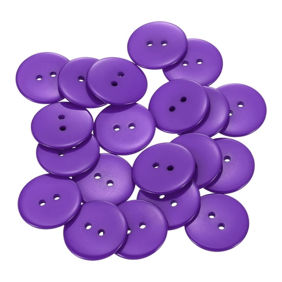 20pcs Resin Sewing Button, 25mm (1-inch) 2 Holes Round Craft Buttons, Purple