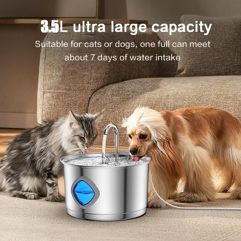Vetiflow - Vetiflow Water Bowl, Set It Once - Fresh Water 24/7, 100% Safe for All Dogs, Vetiflow Dog Bowl with Always Clean, Never Slimy, 108oz Stainless Steel Water Fountain