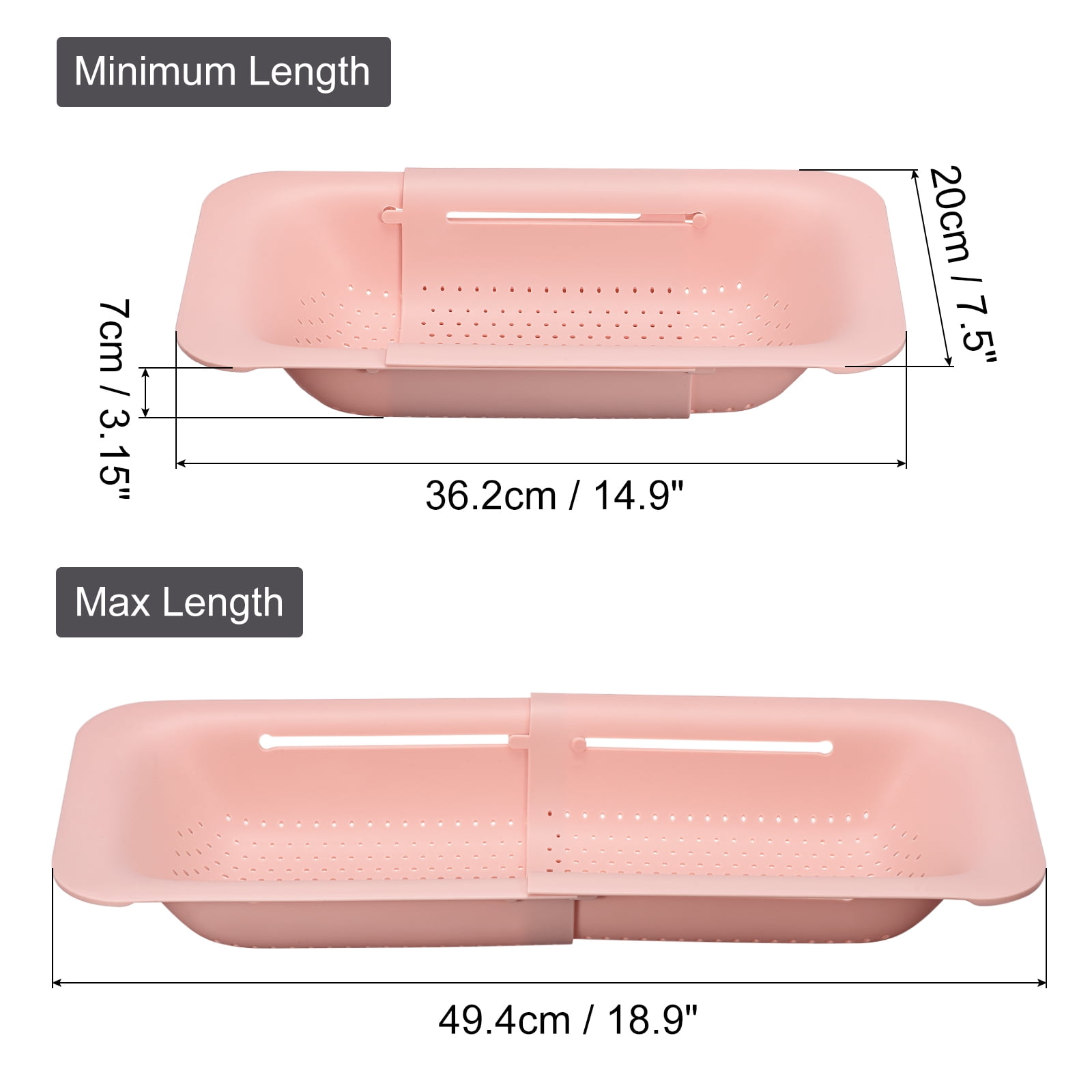 Unique Bargains Collapsible Colander Over the Sink Drain Food Strainer Colander Basket Set Pink