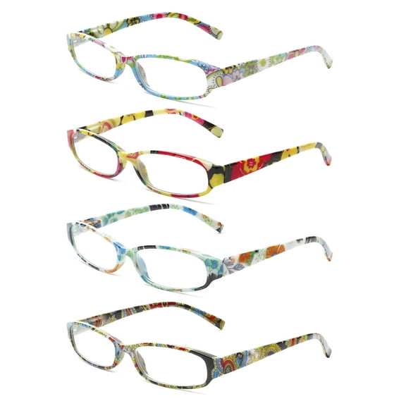 JOSCHOO 4 Pack Reading Glasses for Women Print Fashion Reader