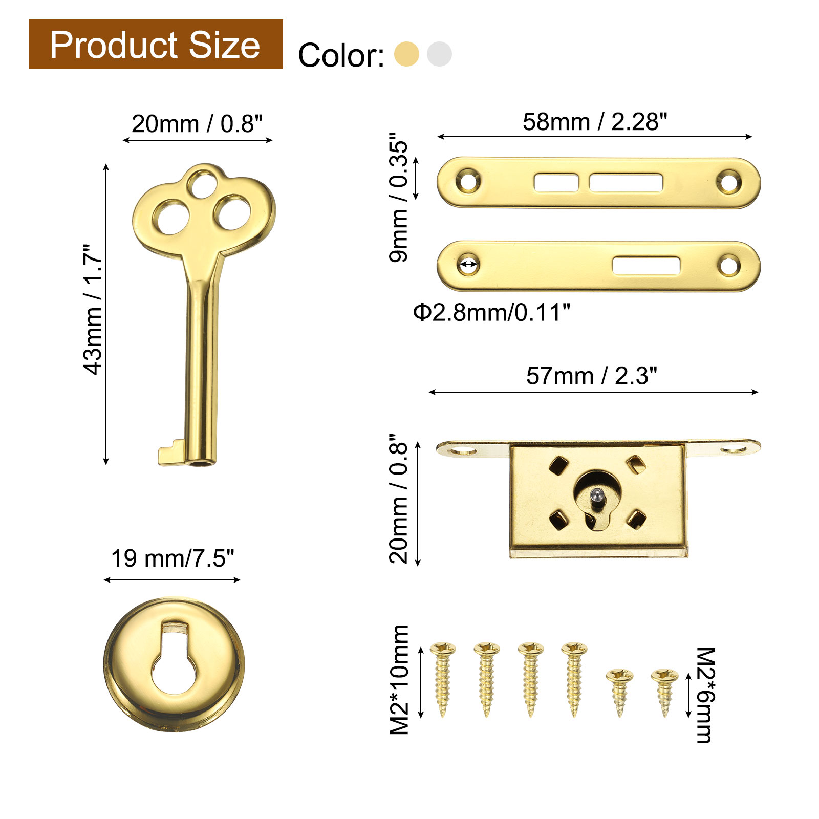 Unique Bargains Vintage Full Mortise Mini Locks Grey Black
