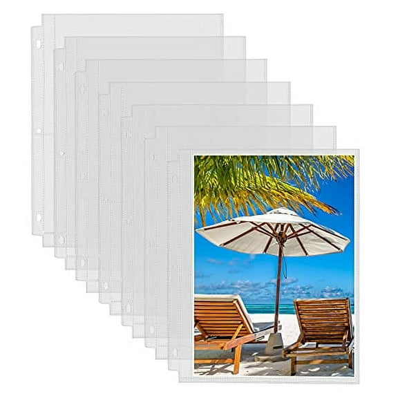 Fabmaker 30 Pack Photo Sleeves for 3 Ring Binder - (8x10, for 60 Photos), Archival Photo Page Protectors 8x10, Clear Plastic Photo Album Refill Pages Photo Pockets, Postcard Sleeves, Acid-Free