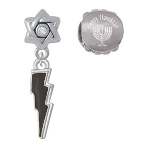 Silvertone Star of David Happy Hanukkah Charm Beads, Set of 2