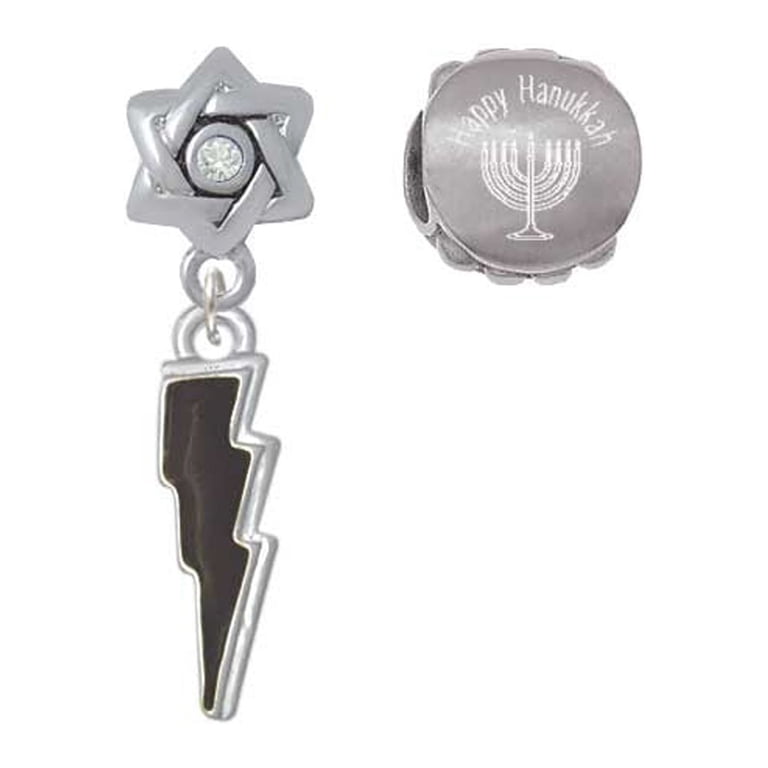 Silvertone Star of David Happy Hanukkah Charm Beads, Set of 2 photo 1