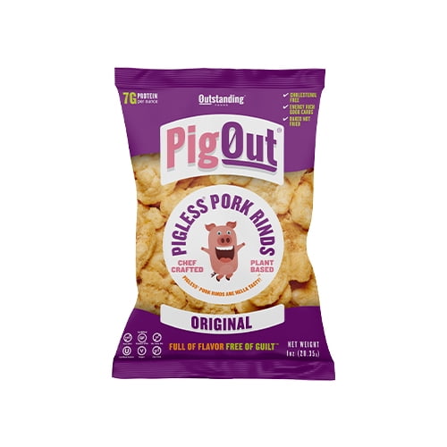 PigOut, Plant-Based Pigless Pork Rinds, Original 1 oz