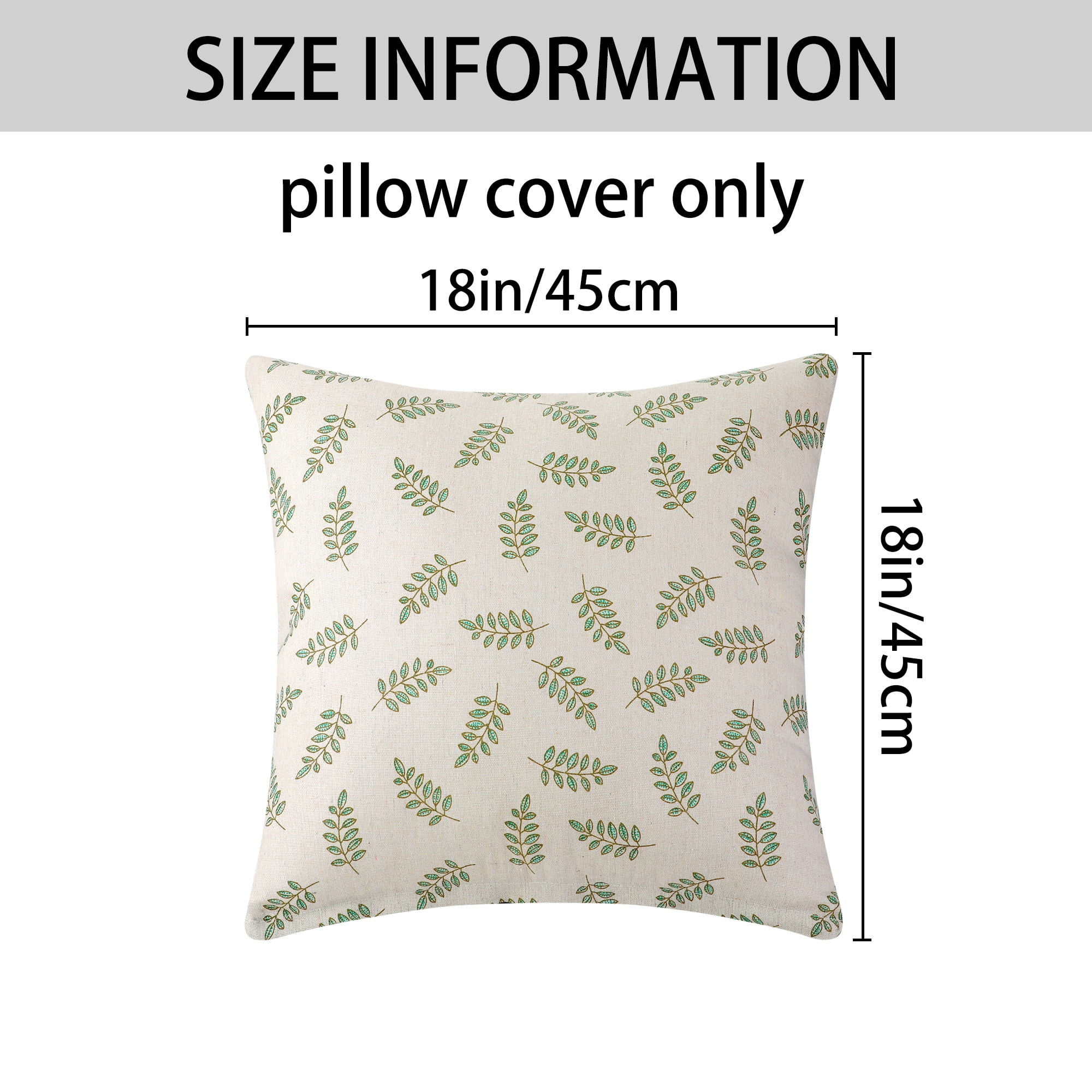 Unique Bargains Spandex Soft Home Decor Throw Decorative Pillow Covers (2 Count) Small Green Leaves 18" x 18"