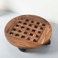 thumbnail image 3 of Pot Receptacle Rolling Wooden Planter Mobile Gardening With Wheels Flower Tray, 3 of 6
