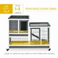 thumbnail image 4 of PawHut Rabbit Hutch, Indoor Bunny Cage with Wheels, Run, Tray, Grey, 4 of 10