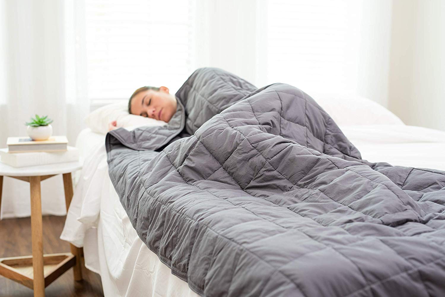 Was $105.87 Now $34.99 – AckBrands 48″ x 78″ 15 Lb Premium Cotton Weighted Blanket in Slate Gray