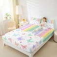 thumbnail image 4 of Castle Fairy Child Boys Girls Flying Butterflies Twin Sheet Sets 3pcs,Chic Floral Polka Dots Twin Fitted Sheet Microfiber,Geometric Colorful Stripes Breathable Flat Sheet,Super Cozy Room Decor, 4 of 7