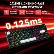لوحة مفاتيح ATTACK SHARK X65 HE Rapid Trigger، دقة RT 0.01 مم، مفتاح مغناطيسي سلكي 8 كيلو هرتز بنسبة 60%، لوحة مفاتيح ألعاب مع كابل ملفوف 8 كيلو هرتز، تشغيل قابل للتعديل، Snap Tap، للكمبيوتر الشخصي/Mac، أسود