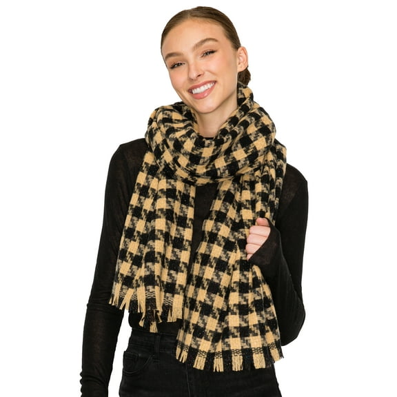 BASICO Fall Scarf for Women, Winter Scarf, Women's Scarves & Wraps, Blanket Scarf, Fall Accessories (17 Colors) (Houndstooth - Yellow)