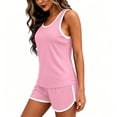 thumbnail image 4 of hotojiny 2 Pieces Womens Tank Top Pajamas Set Soft Sleepwear Sleeveless T-Shirt and Shorts Summer Loungewear Pjs Set, 4 of 7