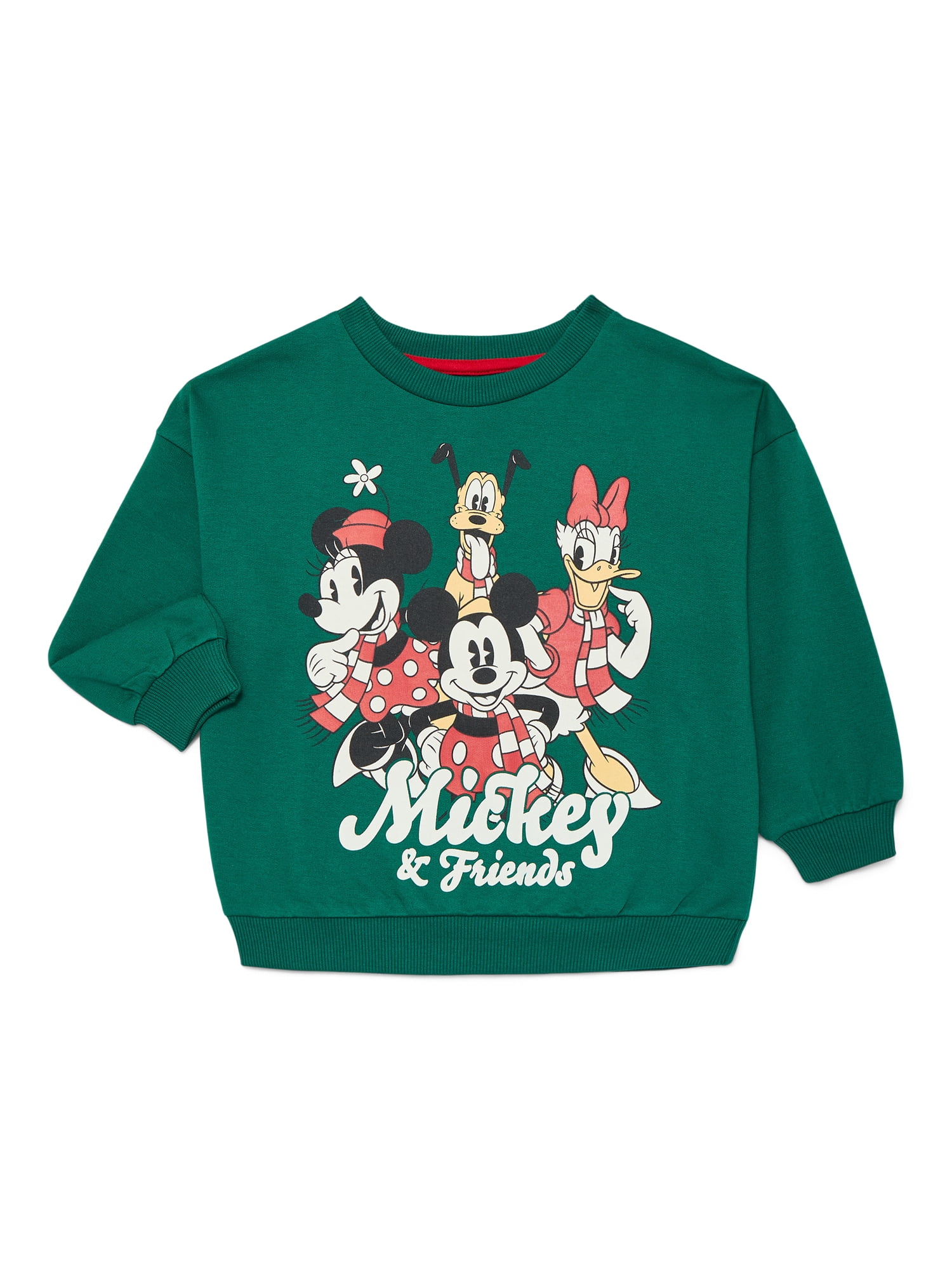 Mickey and Friends Toddler Girls Graphic Crewneck Sweatshirt with Long Sleeves, Sizes 12M-5T